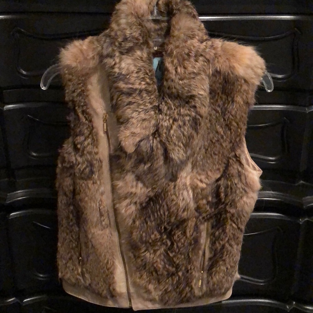 Rabbit fur and suede vest